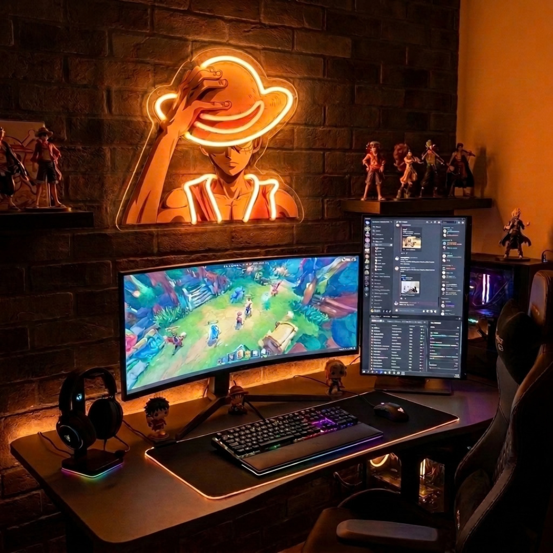 Neon de pared de Luffy