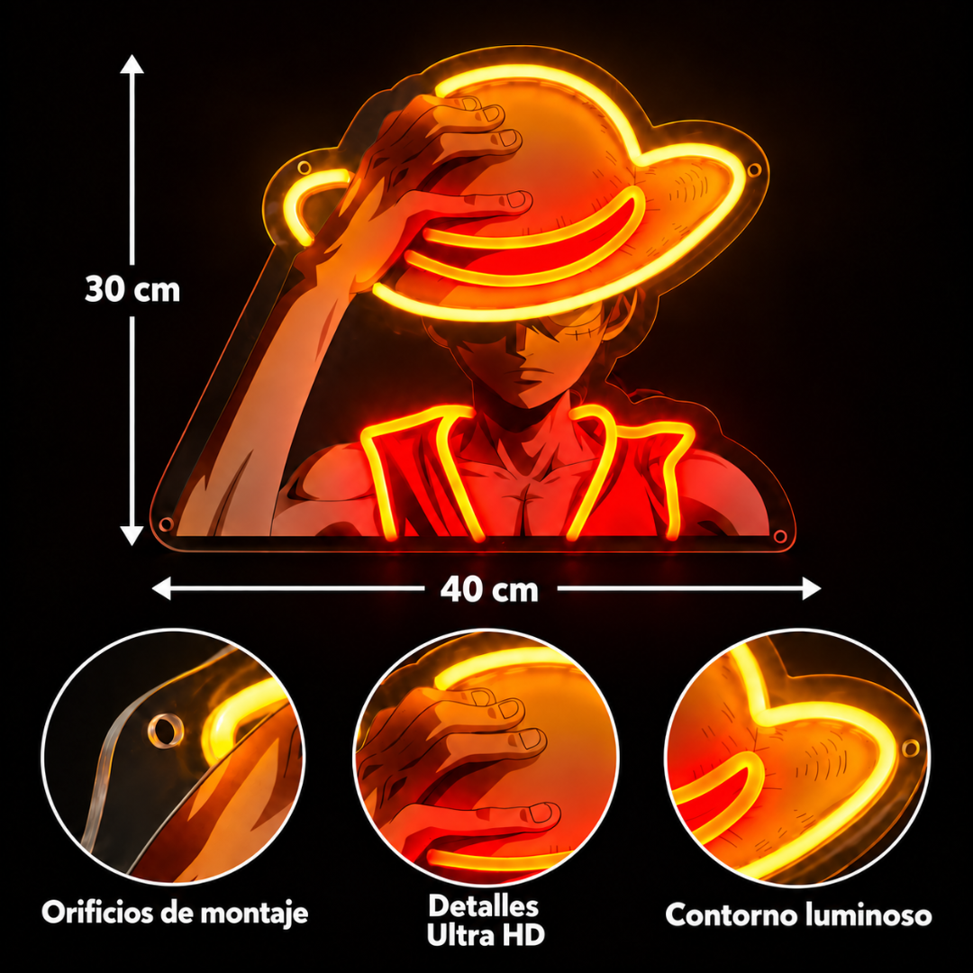 Neon de pared de Luffy