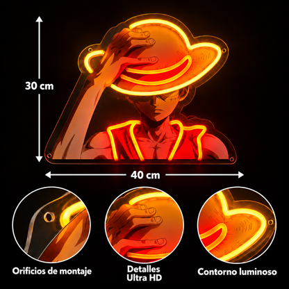 Neon de pared de Luffy